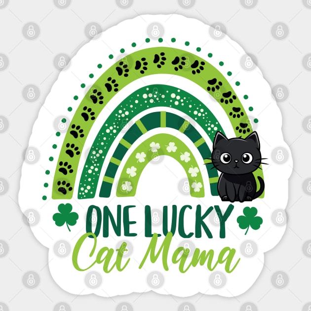 One Lucky Cat Mama Shamrock Rainbow Sticker by TeaTimeTs